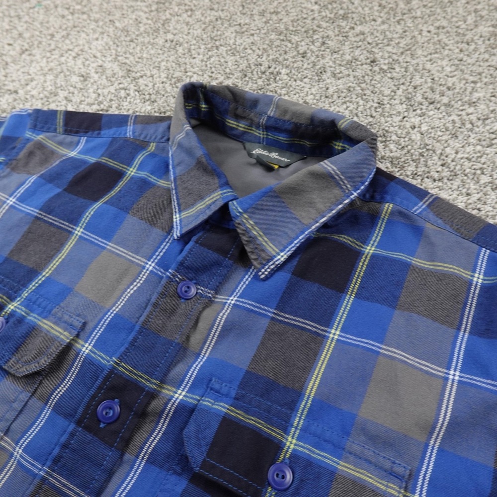 Eddie Bauer Shirt Mens L Blue Gray Travex Long Sleeve Button Up Outdoor Hiking